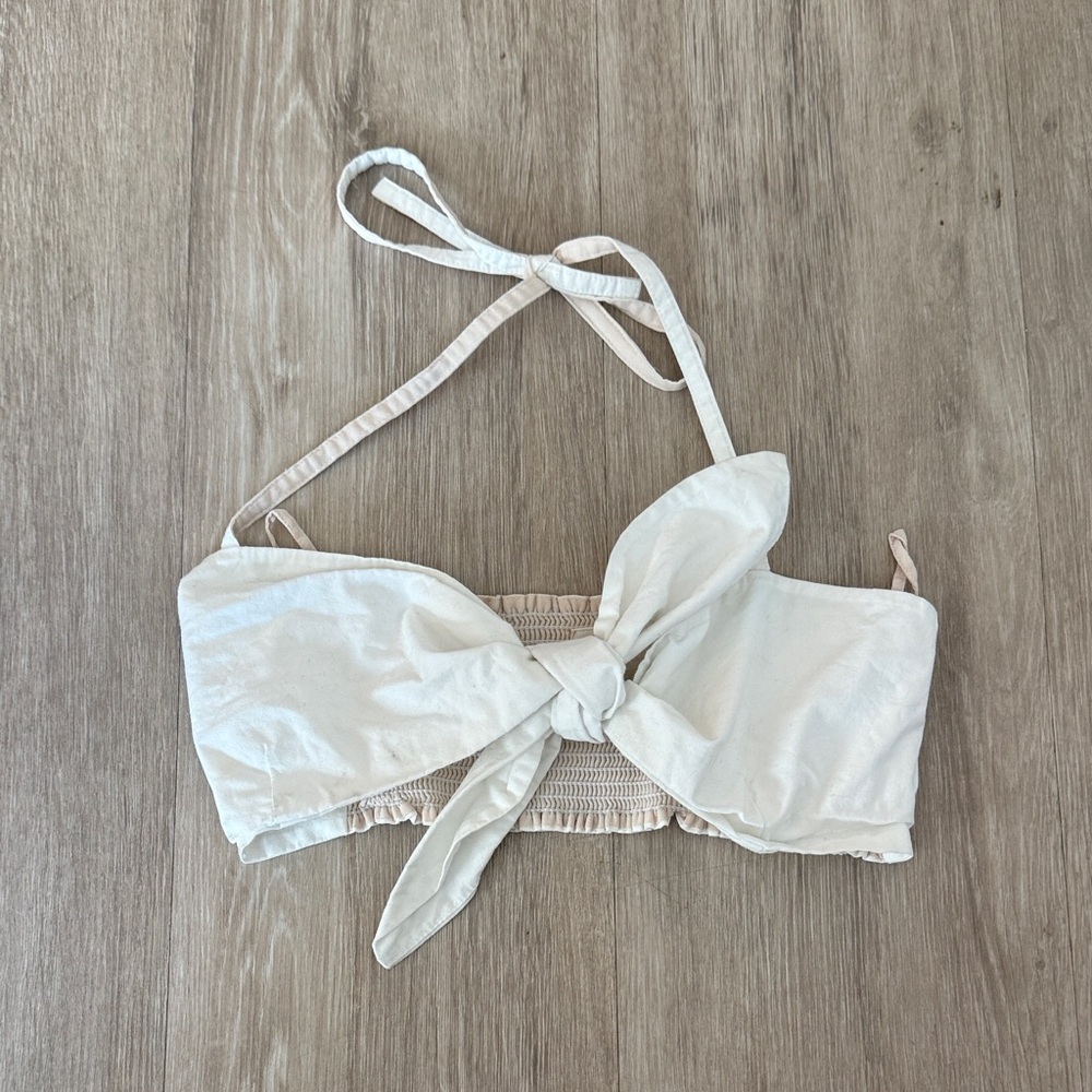 Aritzia Wilfred White Tie Front Tank